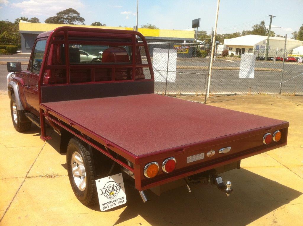 Flatbed Truck with Custom Red Spray on Liner - Match Custom Automotive Colors